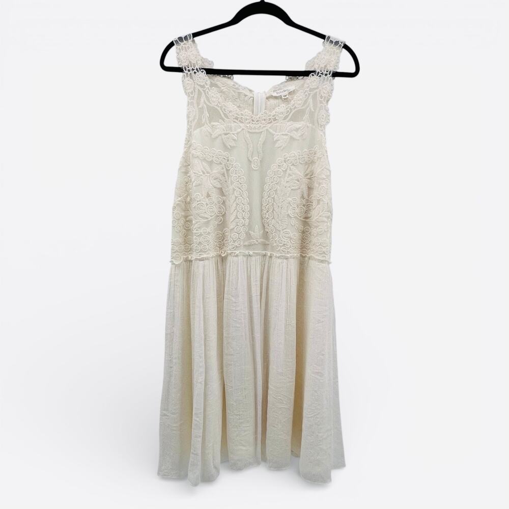 Boho Floral Lace Summer Dress Plus Size 3X Cream Color Mini